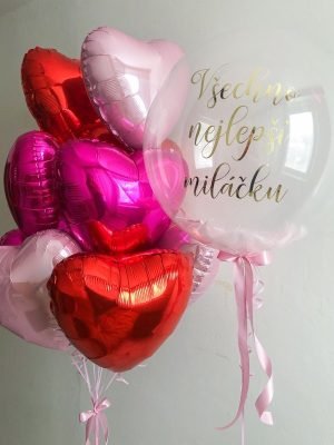helium balloons heart and balloon with inscription