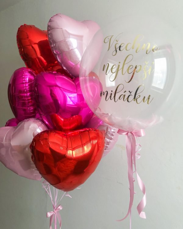 helium balloons heart and balloon with inscription