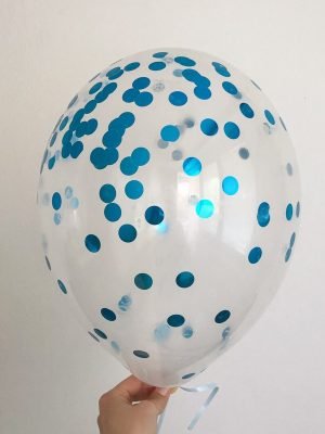 balloon with blue confetti