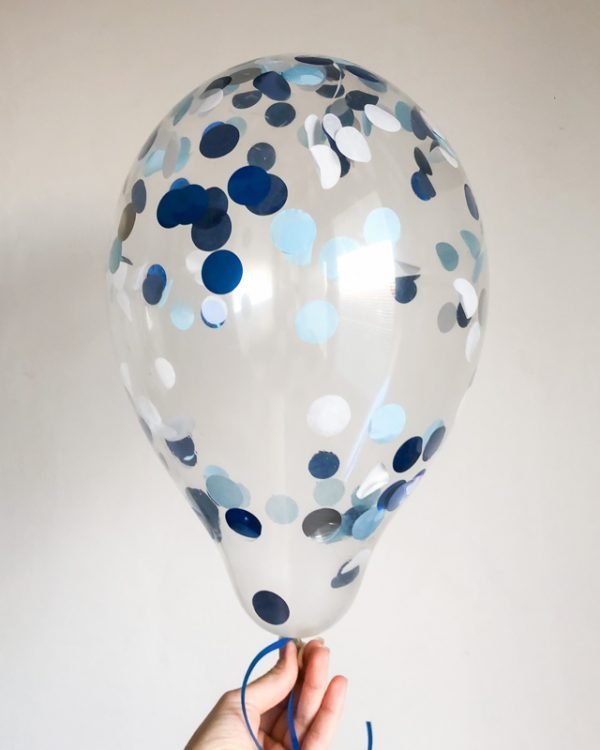 balloon with blue confetti
