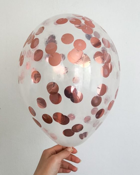 balloon with rosegold confetti