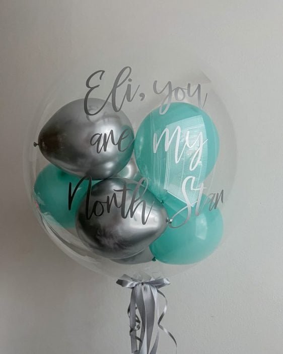 a balloon with a personal inscription