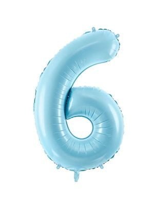 Balónek Číslo 6, Světle Modrý, 86 cm